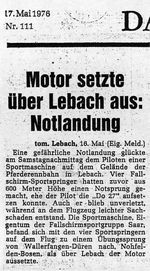 Motor setzte über Lebach aus: Notlandung